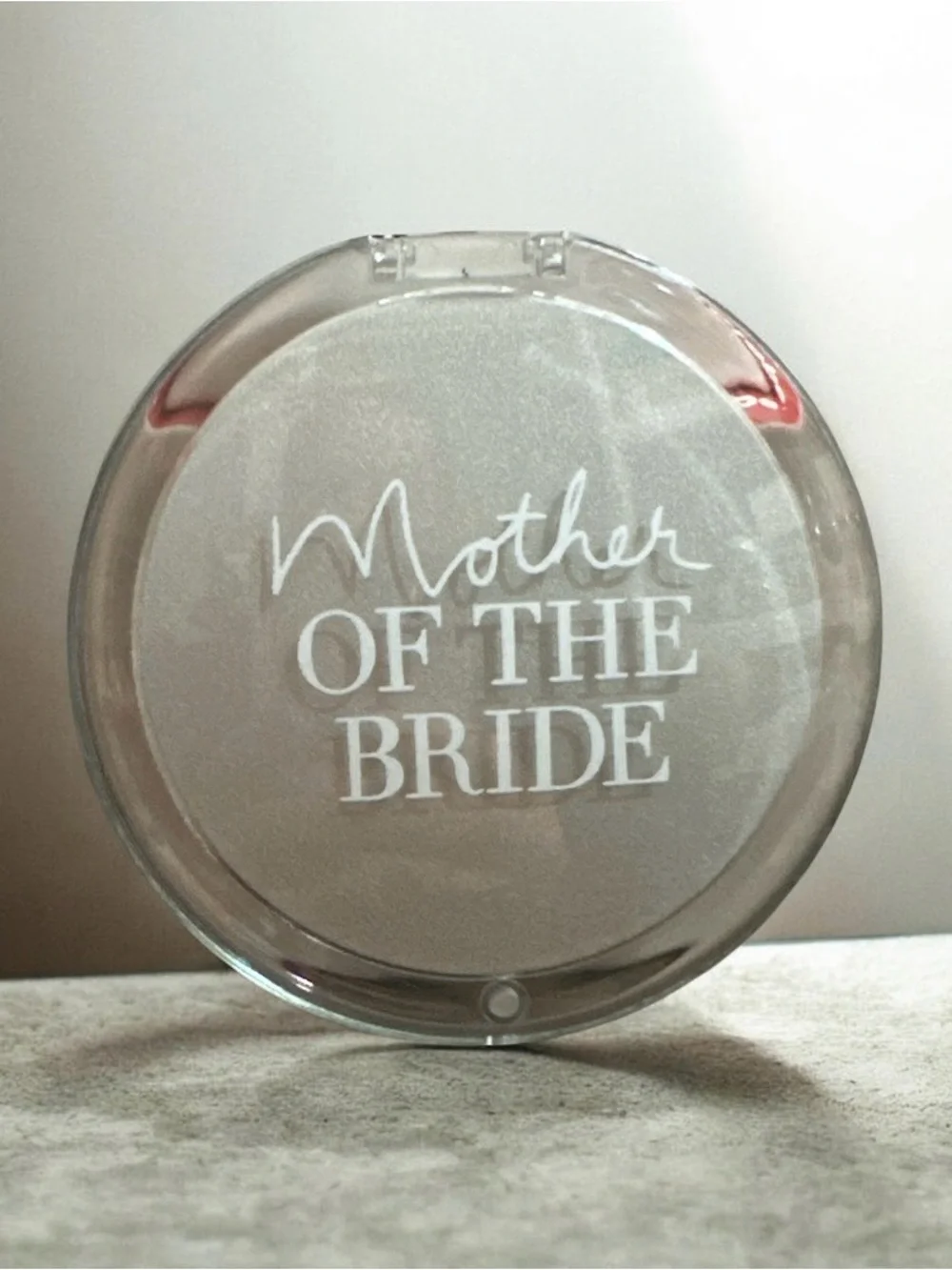 Mother of the Bride Compact Mirror - Clear with White Lettering 1281
